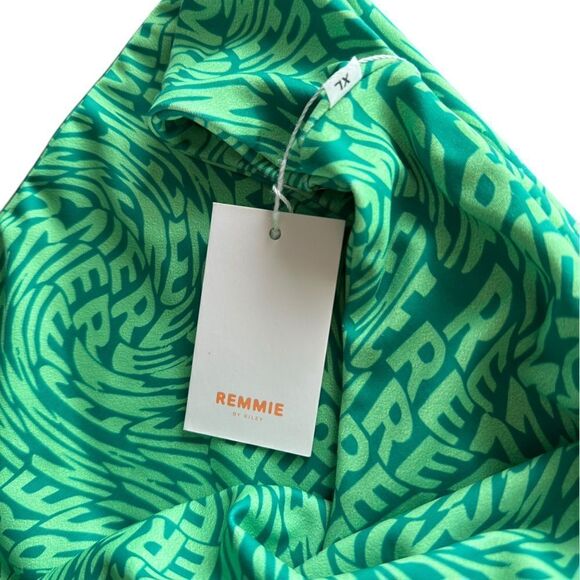 Remmie By Riley Green High Waisted Double Lined Cheeky Pepita Bikini Bottom - Picture 3 of 5